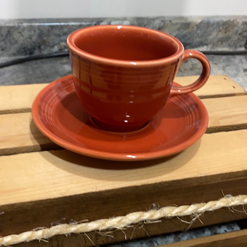 Fiesta ware coffee cup and saucer like new never used no scratches